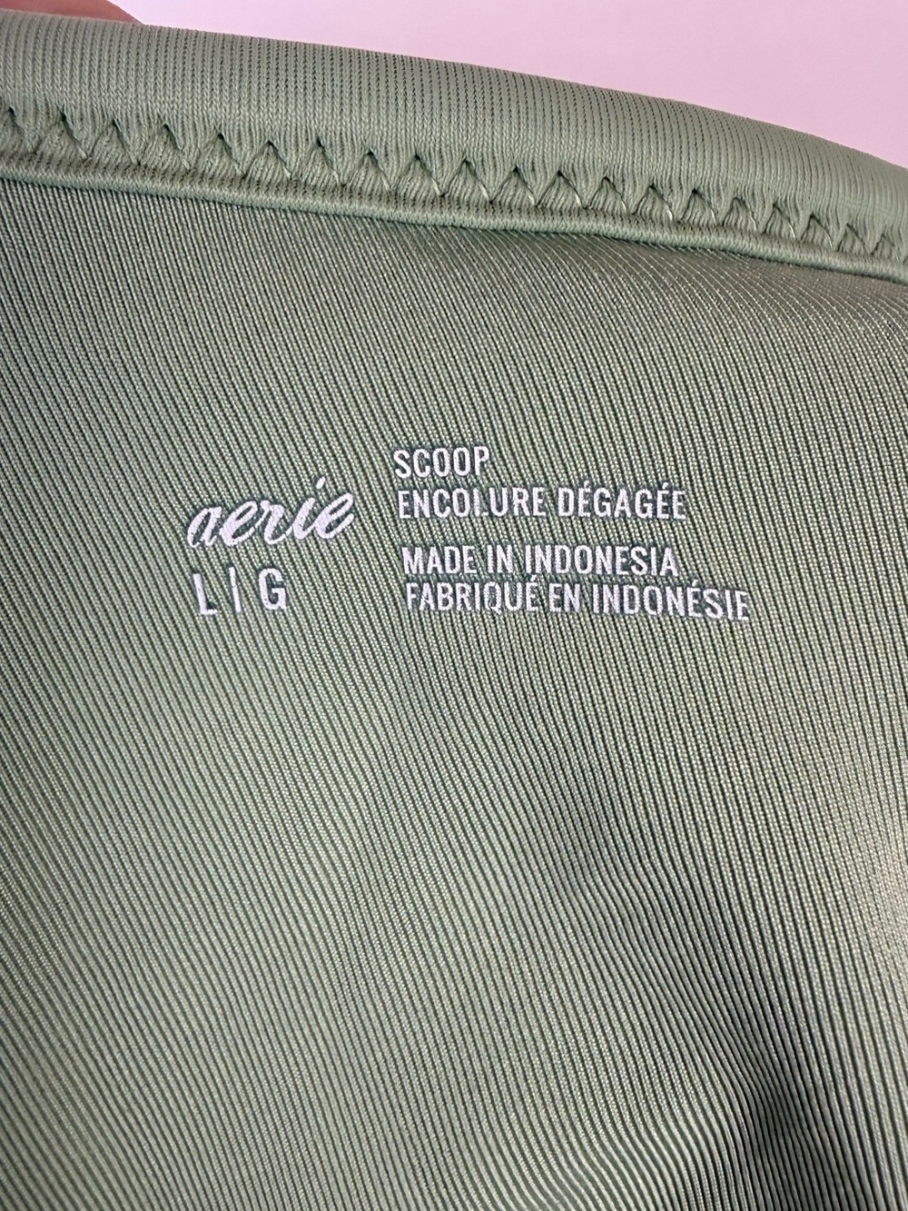 Aerie Ribbed Sage Green High Cut Cheeky Bikini Set Scoop Top Mixed Sizes M/L - Picture 6 of 12